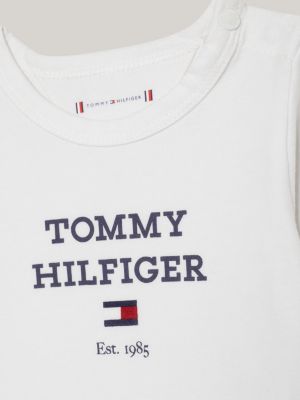 Logo Long Sleeve Fitted Bodysuit | White | Tommy Hilfiger