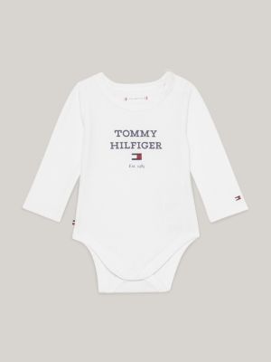 Tommy | | Langarm-Strampler Weiß Hilfiger Logo mit