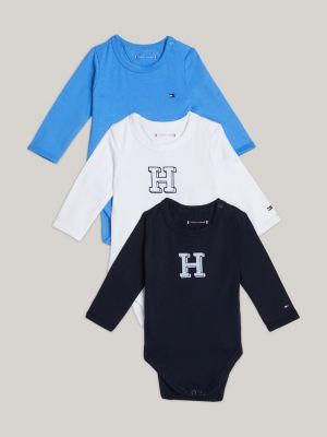 blue 3er-pack bodys mit streifen inkl. geschenkbox für neugeborene - tommy hilfiger