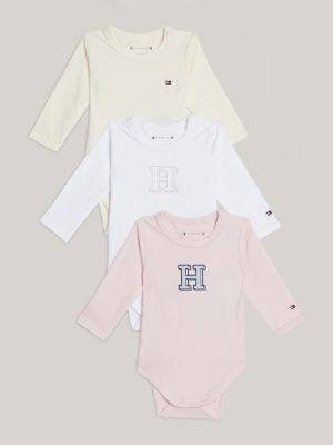 pink 3er-pack bodys mit streifen inkl. geschenkbox für neugeborene - tommy hilfiger