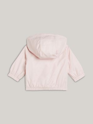 white relaxed fit wende-kapuzenjacke mit vichy-karo für neugeborene - tommy hilfiger