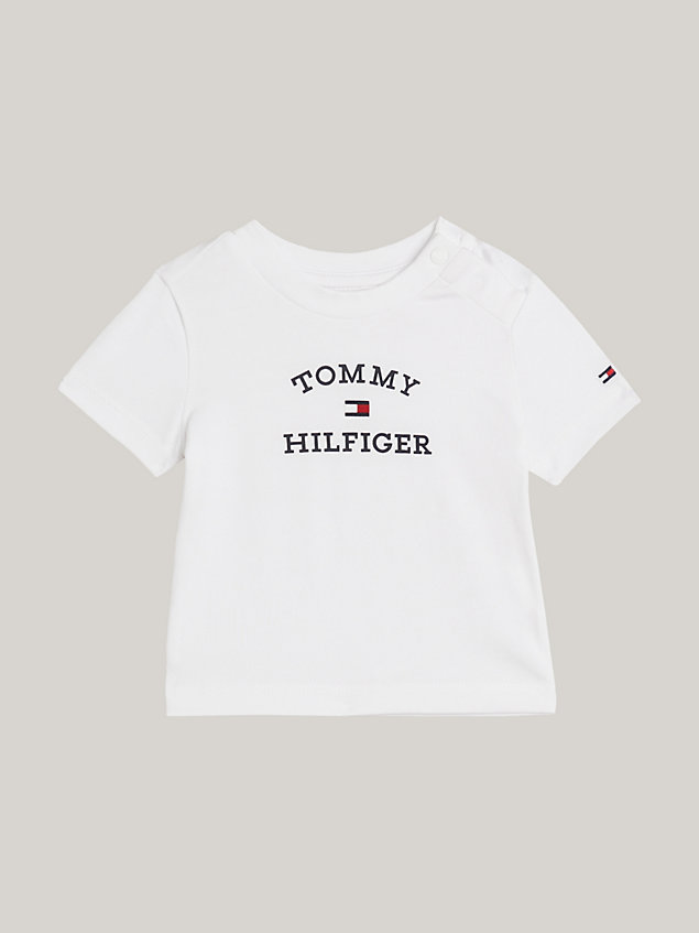 white t-shirt mit rundhalsausschnitt und logo für newborn - tommy hilfiger