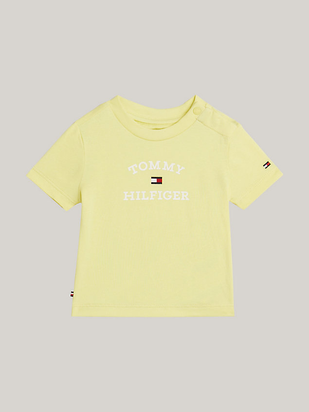 yellow logo crew neck t-shirt for newborn tommy hilfiger