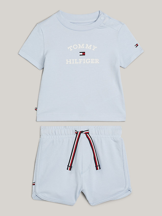 blue logo shorts and t-shirt set for newborn tommy hilfiger