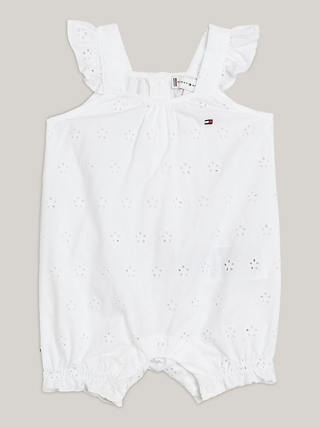 white broderie anglaise th monogram shortall gift bag for newborn tommy hilfiger