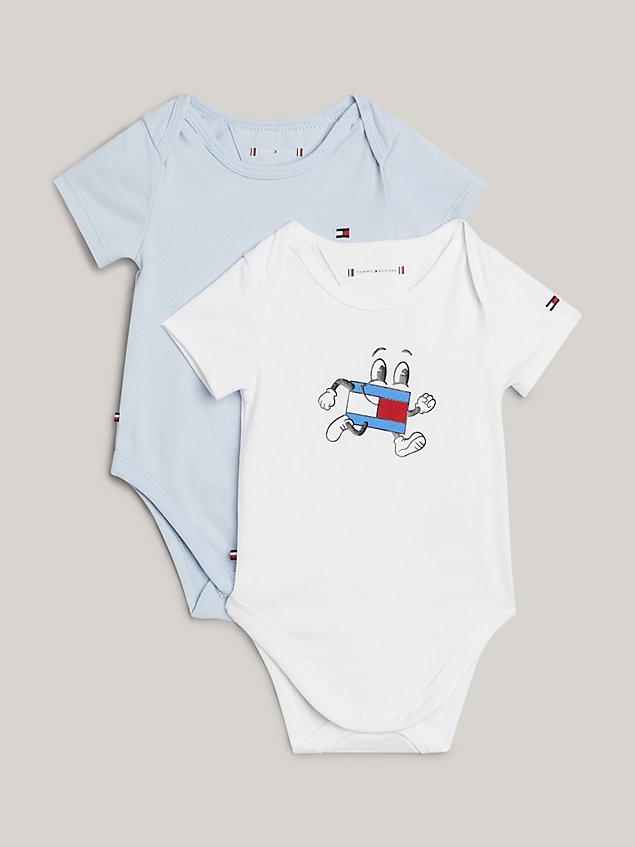 blue 2-pack flag character bodysuits gift bag for newborn tommy hilfiger