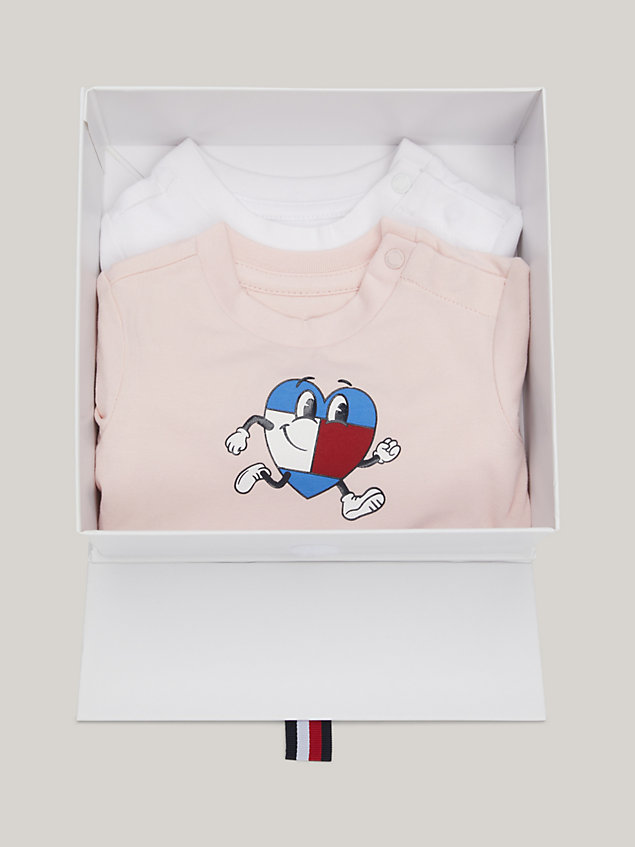 pink 2-pack flag character t-shirt gift box for newborn tommy hilfiger