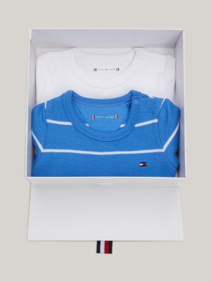 blue 2er-pack gerippte bodys inkl. geschenkbox für neugeborene - tommy hilfiger