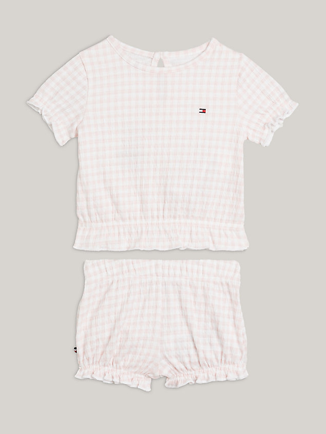conjunto de shorts y blusa con volantes white de newborn tommy hilfiger