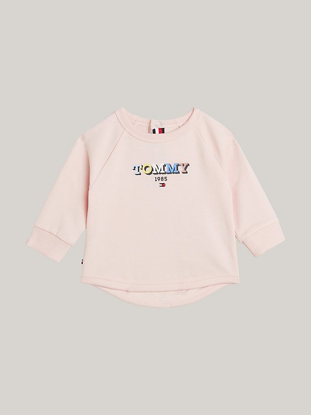 pink hilfiger monotype logo sweatshirt for newborn tommy hilfiger