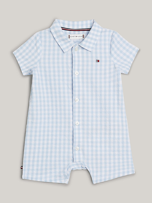white gingham check collared shortall for newborn tommy hilfiger