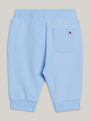 blue logo signature drawstring cuffed joggers for newborn tommy hilfiger