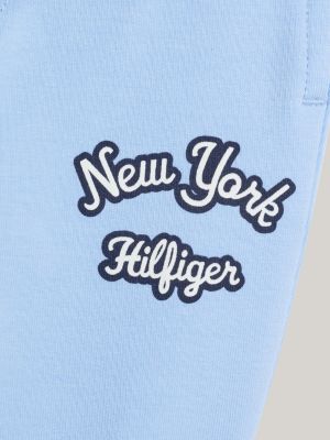 blue logo signature drawstring cuffed joggers for newborn tommy hilfiger