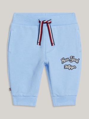 joggers con lacci iconici e logo blu da neonato tommy hilfiger