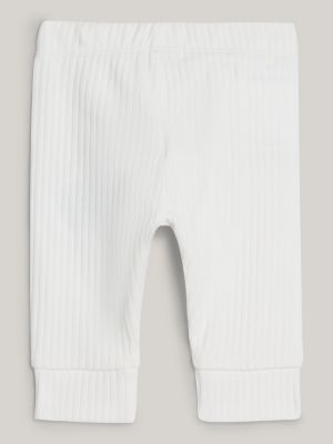 white essential rib-knit regular fit joggers for newborn tommy hilfiger