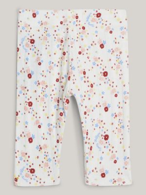 wit lange legging met gebloemd pointelle-patroon voor baby's - tommy hilfiger