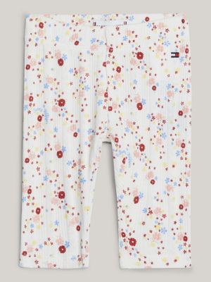 white lange legging met gebloemd pointelle-patroon voor baby's - tommy hilfiger