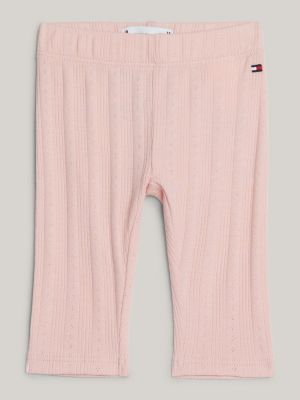 leggings lunghi con motivo pointelle floreale pink da neonato tommy hilfiger