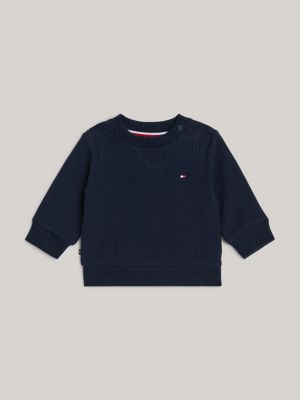 blue essential flag embroidery crew neck jumper for newborn tommy hilfiger