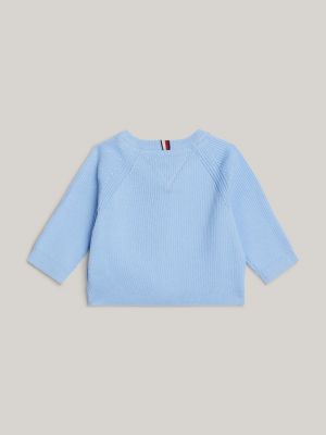 cárdigan essential de manga tres cuartos azul de recién nacidos tommy hilfiger