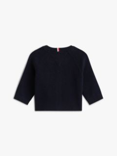 Essential Flag Embroidery Rib-Knit Cardigan — Blue 2