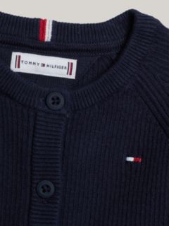 Essential Flag Embroidery Rib-Knit Cardigan — Blue 3