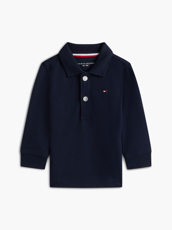 Essential Regular Fit Long Sleeve Polo Shirt — Blue