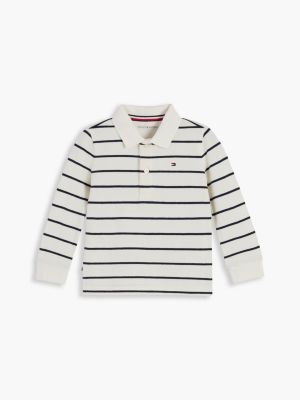 white essential regular fit long sleeve polo shirt for newborn tommy hilfiger