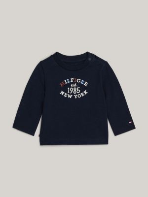 blue hilfiger monotype long sleeve t-shirt for newborn tommy hilfiger