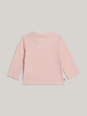 pink hilfiger monotype long sleeve t-shirt for newborn tommy hilfiger