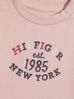 pink hilfiger monotype long sleeve t-shirt for newborn tommy hilfiger