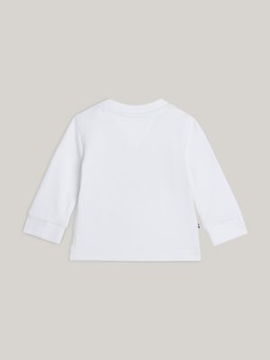 white logo print long sleeve t-shirt for newborn tommy hilfiger