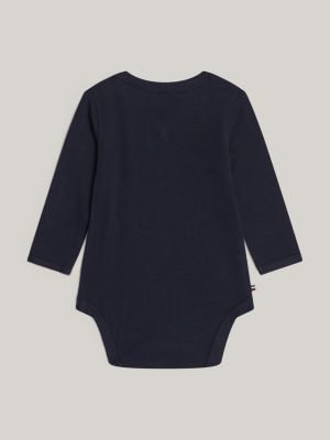 blue hilfiger monotype long sleeve bodysuit for newborn tommy hilfiger