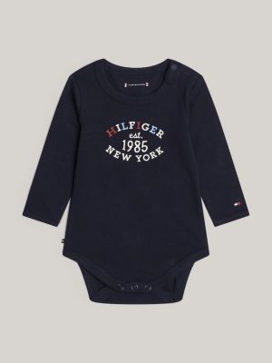 blue hilfiger monotype long sleeve bodysuit for newborn tommy hilfiger