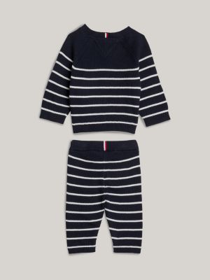 confezione regalo con cardigan e joggers blu da neonato tommy hilfiger