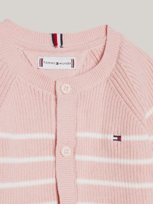 pink rib-knit cardigan and joggers gift box for newborn tommy hilfiger