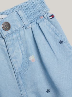 pantalón con estampado de flores azul de recién nacidos tommy hilfiger