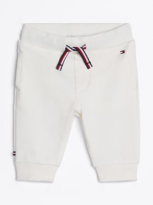 white terry cuffed leg drawstring joggers for newborn tommy hilfiger