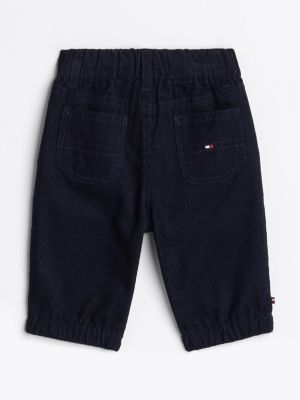 blue corduroy drawstring cargo trousers for newborn tommy hilfiger