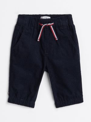 pantaloni cargo in velluto a coste con lacci blue da neonato tommy hilfiger