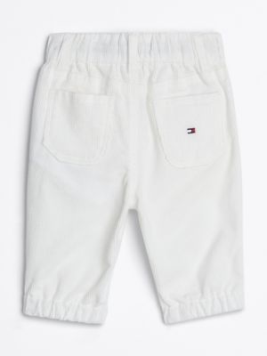 white corduroy drawstring cargo trousers for newborn tommy hilfiger