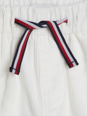 white corduroy drawstring cargo trousers for newborn tommy hilfiger