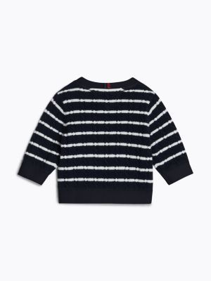 pull en maille torsadée à rayures noir pour nouveau-né tommy hilfiger