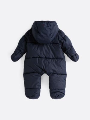 blue hooded puffer ski suit for newborn tommy hilfiger