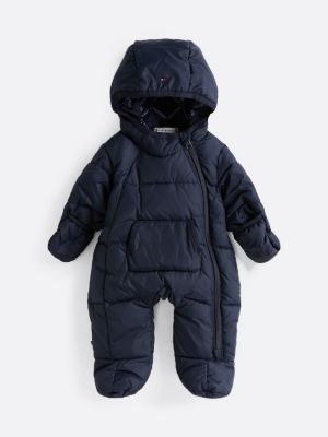 blue hooded puffer ski suit for newborn tommy hilfiger