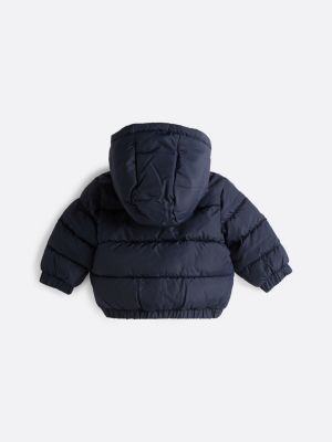 blue hooded puffer jacket for newborn tommy hilfiger