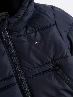 blau puffer-jacke mit kapuze für neugeborene - tommy hilfiger