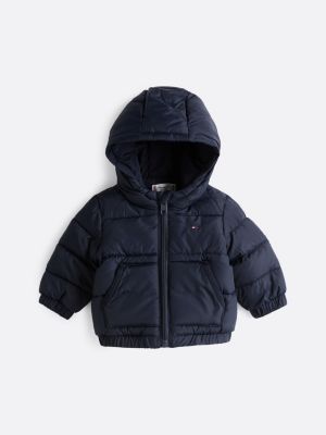 blue hooded puffer jacket for newborn tommy hilfiger