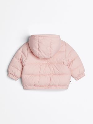 pink hooded puffer jacket for newborn tommy hilfiger