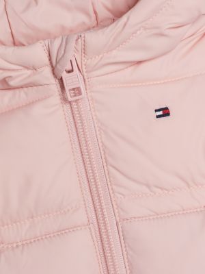 roze pufferjack met capuchon voor baby's - tommy hilfiger